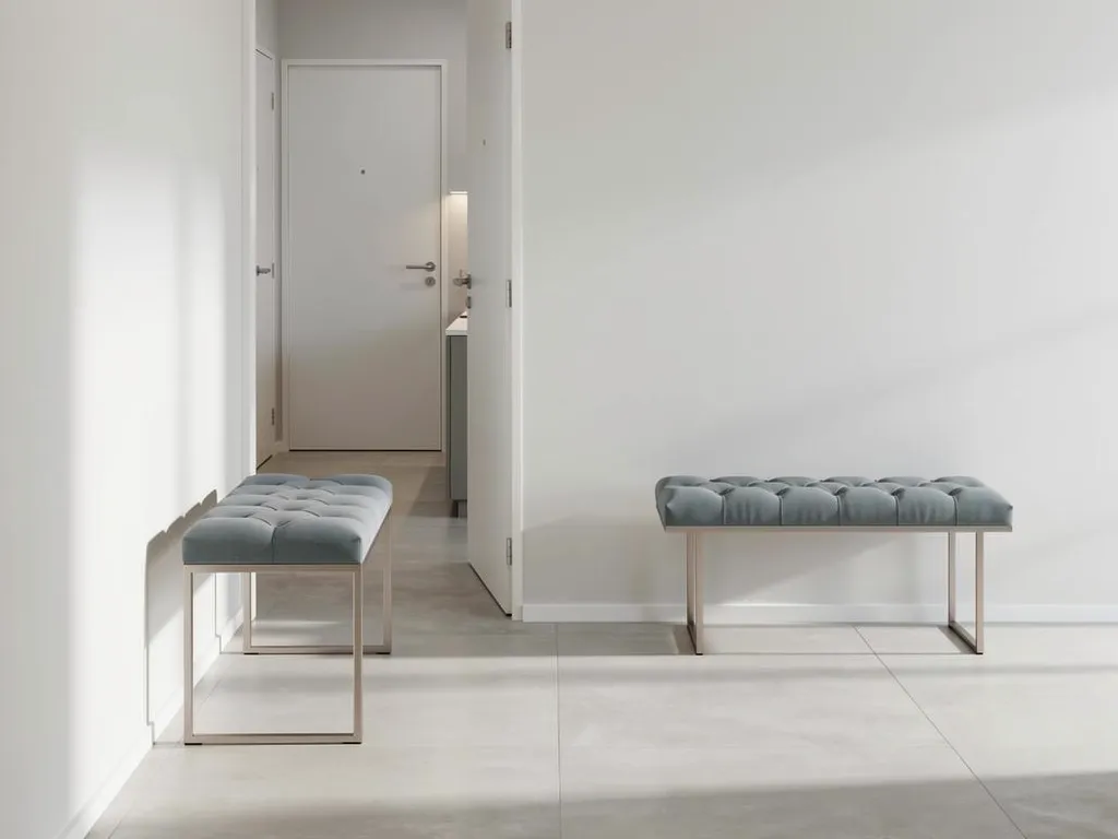 Side-by-side comparison of a slim corridor bench and a long foyer anchor bench