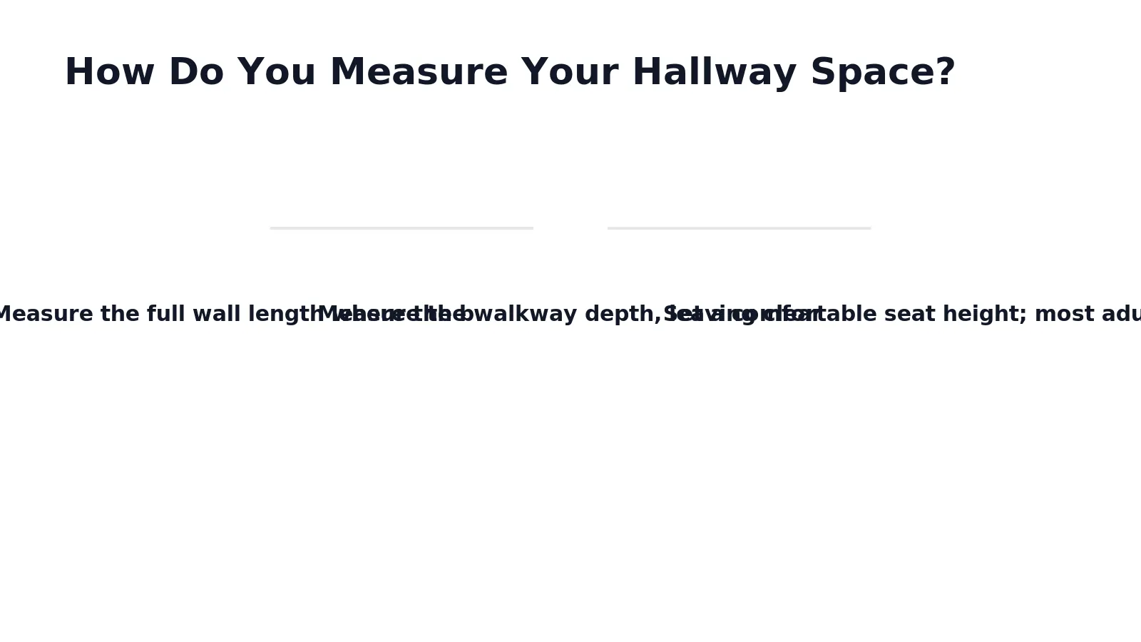 Three measurements decide whether a bench earns its keep in a hallway: depth, seat height