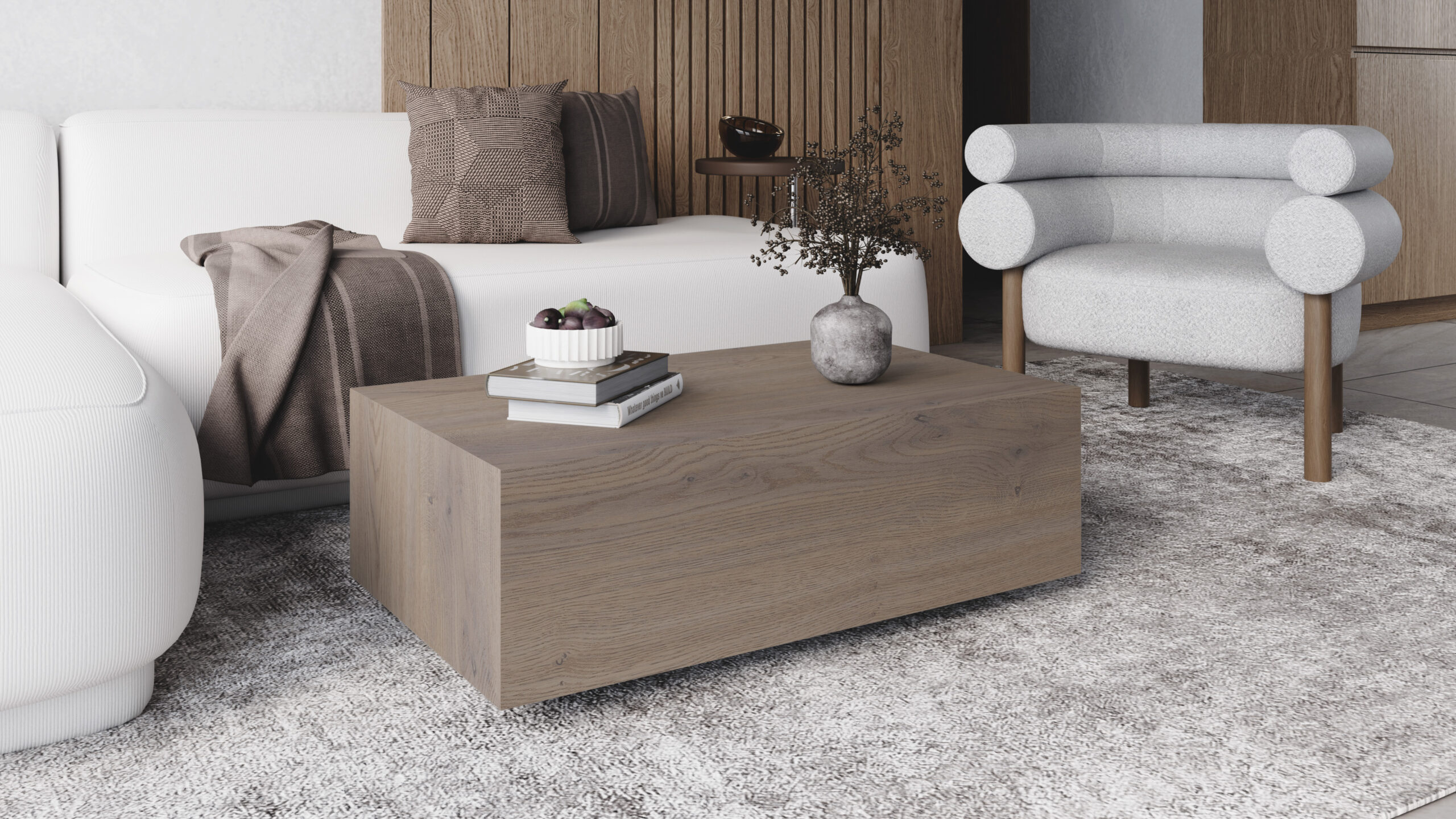 AERO Floating Low Mobile Coffee Table (90×55cm × H31.5cm | Concealed Castors & 18mm Laminated Top)