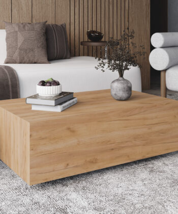 AERO Floating Low Mobile Coffee Table (90×55cm × H31.5cm | Concealed Castors & 18mm Laminated Top)