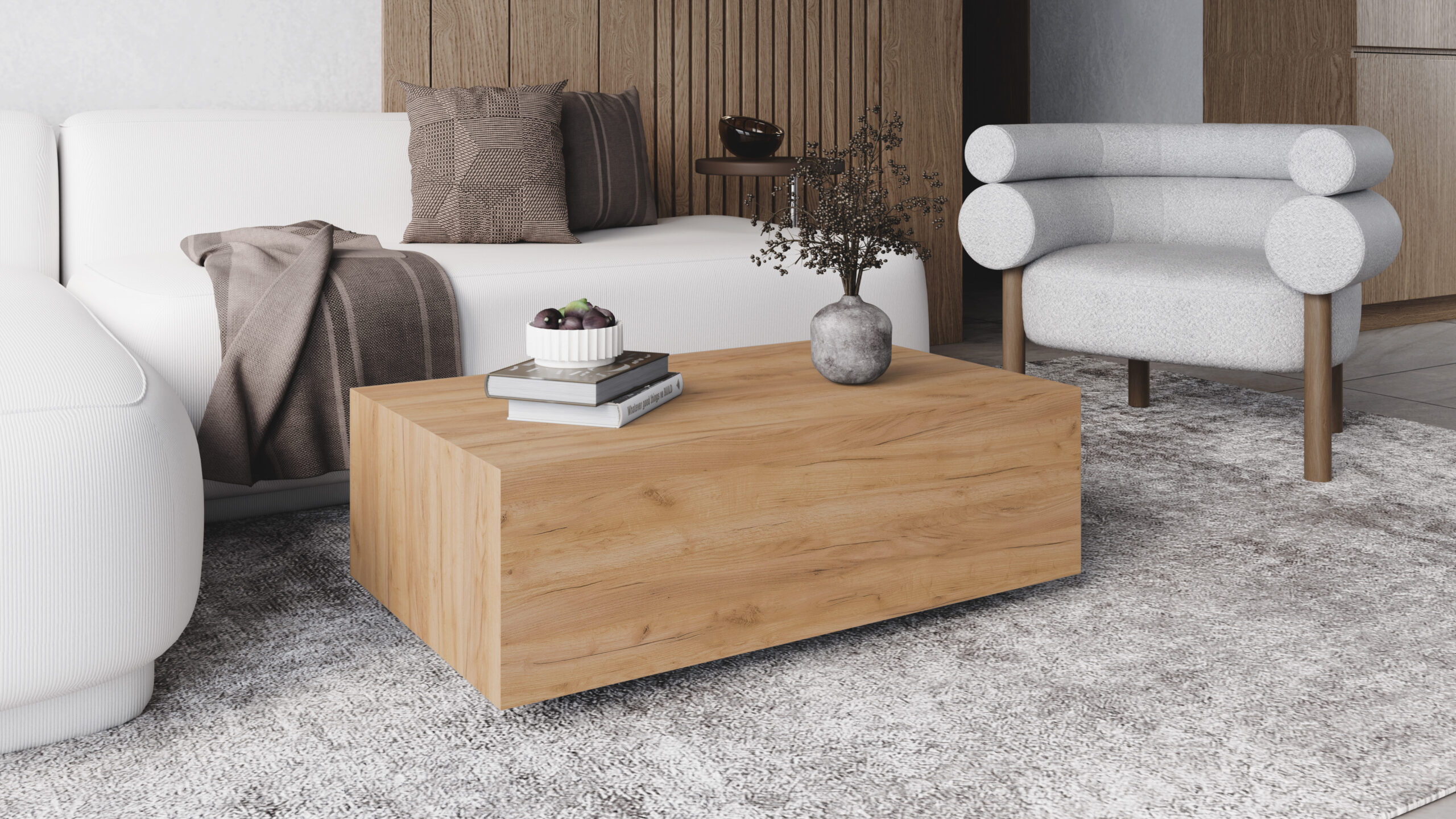AERO Floating Low Mobile Coffee Table (90×55cm × H31.5cm | Concealed Castors & 18mm Laminated Top)