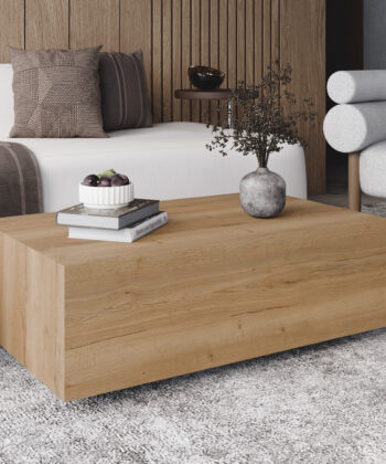 AERO Floating Low Mobile Coffee Table (90×55cm × H31.5cm | Concealed Castors & 18mm Laminated Top)