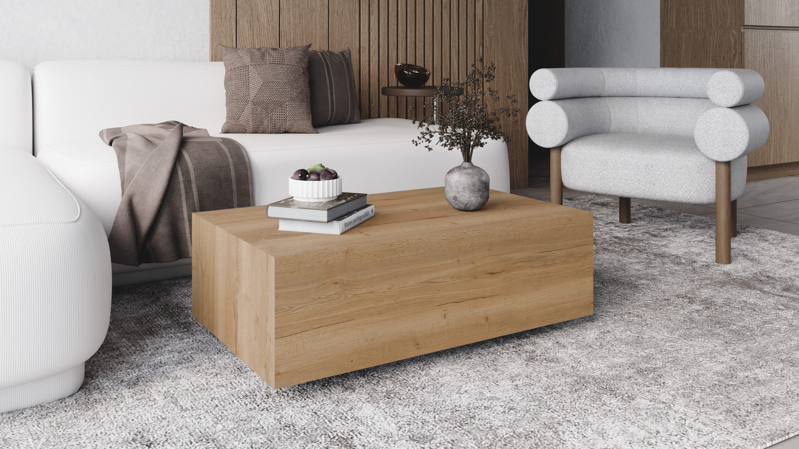 AERO Floating Low Mobile Coffee Table (90×55cm × H31.5cm | Concealed Castors & 18mm Laminated Top)