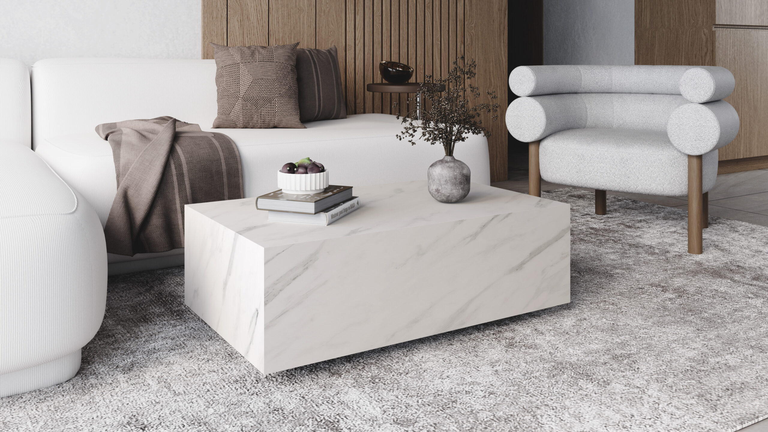 AERO Floating Low Mobile Coffee Table (90×55cm × H31.5cm | Concealed Castors & 18mm Laminated Top)
