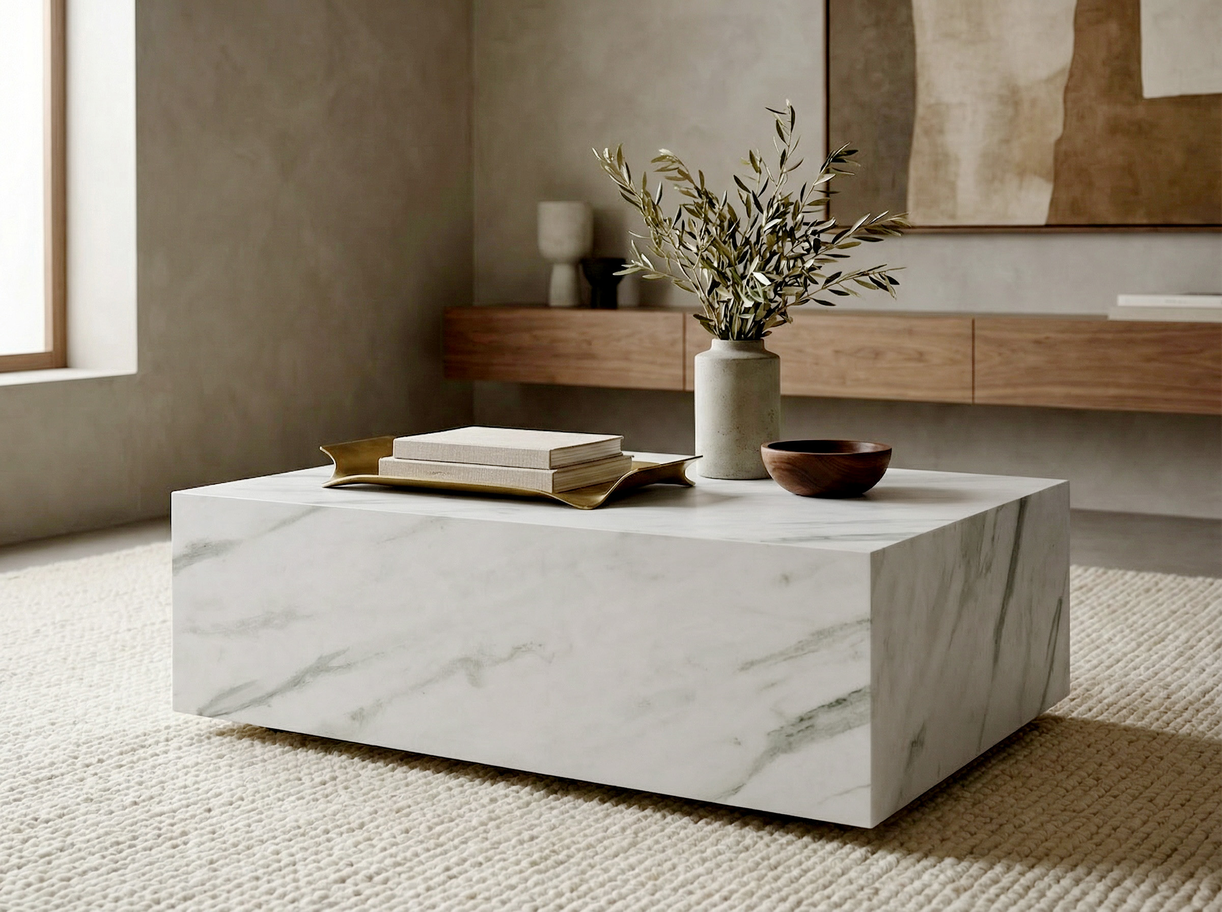 AERO Floating Low Mobile Coffee Table (90×55cm × H31.5cm | Concealed Castors & 18mm Laminated Top)