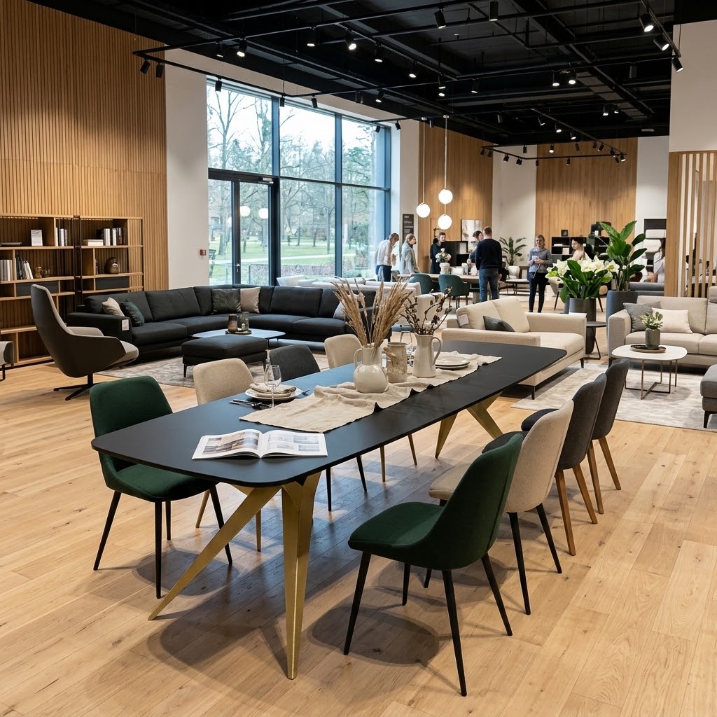 TRENTINO Extending Oval Dining Table in Premium Laminate with Spider Metal Base (160-236 × 90 × 76 cm)