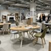 NOVARA Cashmere Round Extending Dining Table with Powder-Coated Steel Pedestal Base (90-128 × 90 × 76 cm)