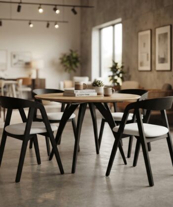 AMAYA Lancelot Oak Laminate Round Dining Table (100-200 × 100 × 76 cm)