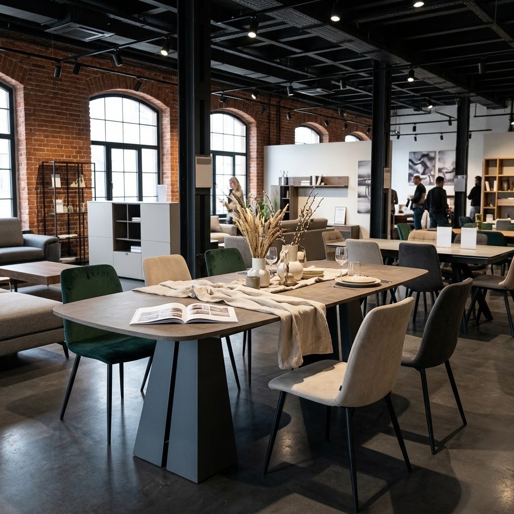 TRENTINO Extending Oval Dining Table in Artisan Oak with Matte Black Geometric Base (100-176 × 100 × 76 cm)