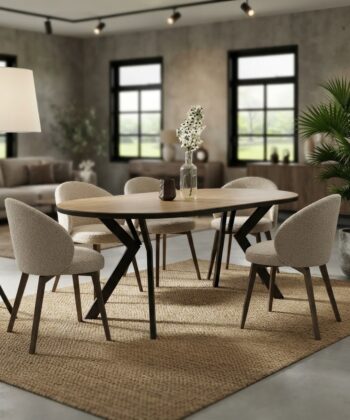 RANDI Golden Oak Laminate Round Extending Dining Table (100-176 × 100 × 76 cm)