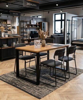 ASTORIA Compact Rectangular Dining Table in Alder Laminate with Matte Black Base (70 × 50 × 75 cm)