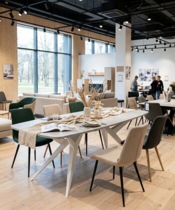 TRENTINO Industrial Extending Dining Table in Oak Laminate with Spider Base (160-236 × 90 × 76 cm)
