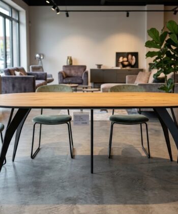 AMAYA Lancelot Oak Laminate Round Dining Table (100-200 × 100 × 76 cm)