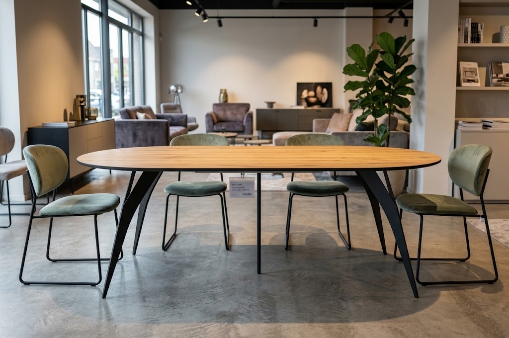 AMAYA Lancelot Oak Laminate Round Dining Table (100-200 × 100 × 76 cm)