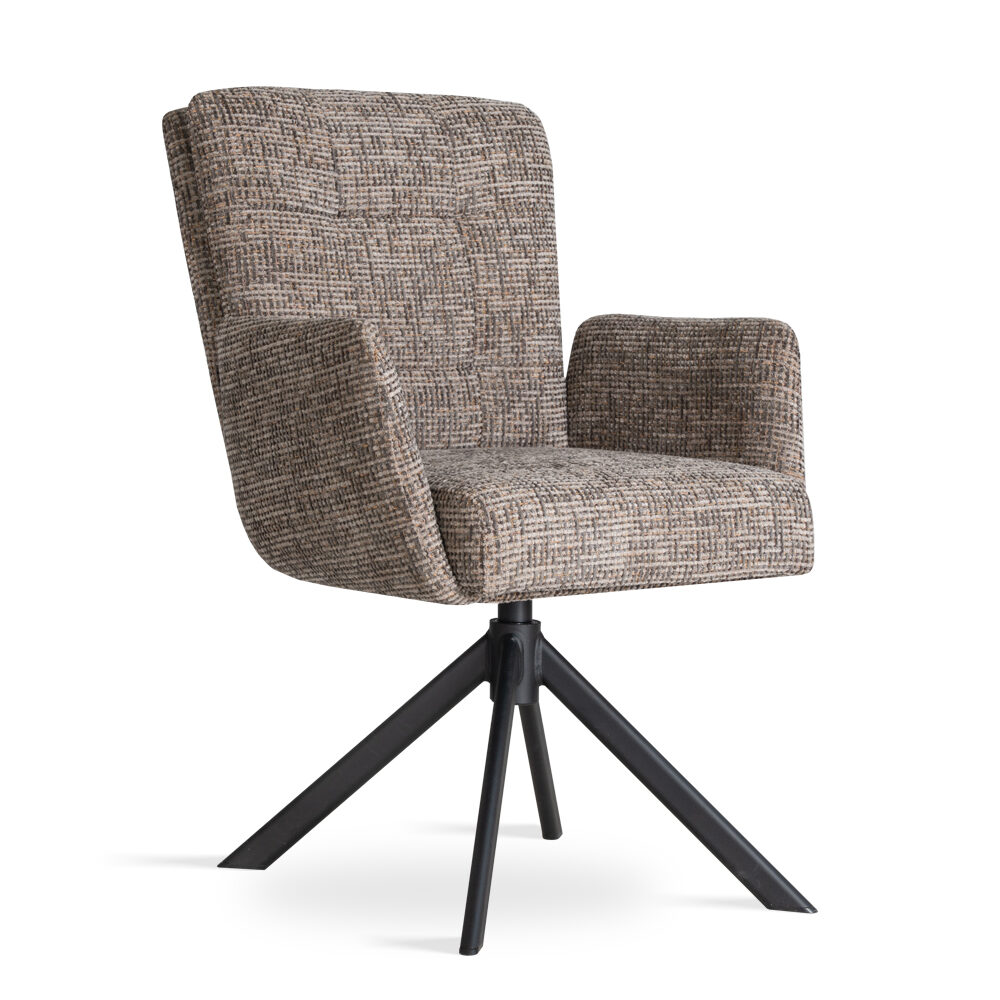 SESTRI Upholstered 360° Swivel Dining & Office Armchair with Auto-Return Base (61 × 64 × 91 cm)