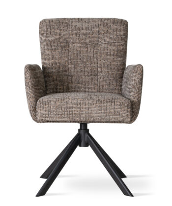 SESTRI Upholstered 360° Swivel Dining & Office Armchair with Auto-Return Base (61 × 64 × 91 cm)