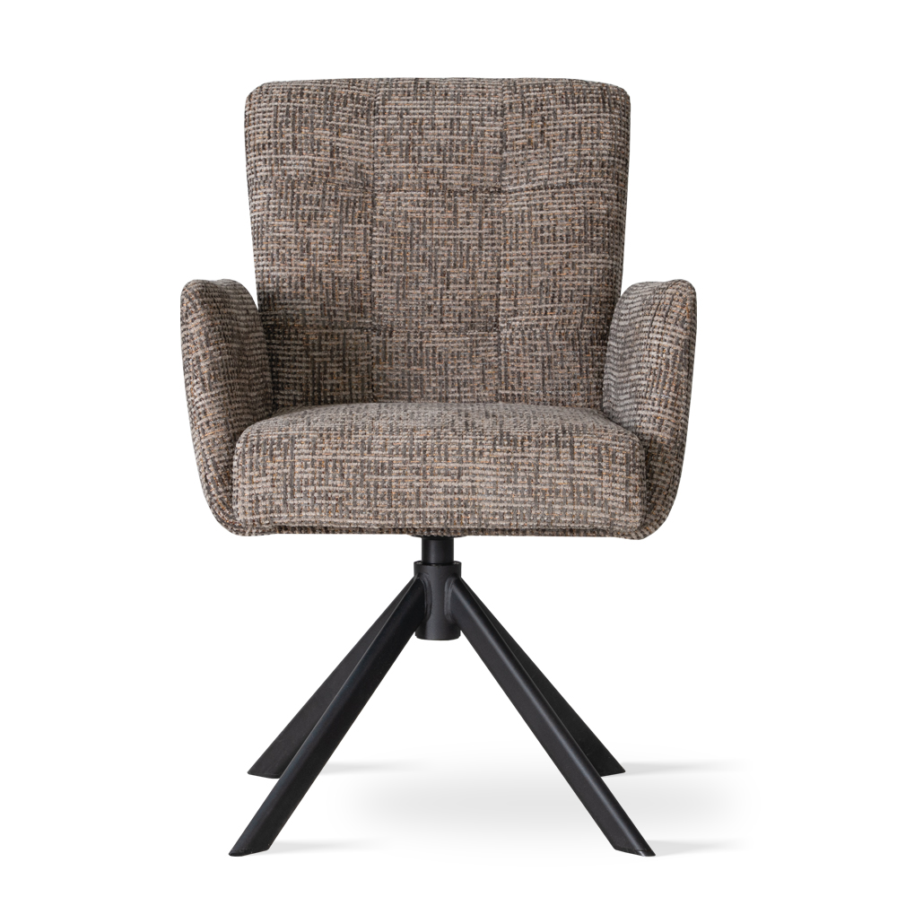SESTRI Upholstered 360° Swivel Dining & Office Armchair with Auto-Return Base (61 × 64 × 91 cm)