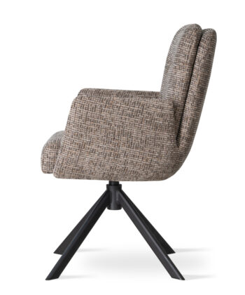 SESTRI Upholstered 360° Swivel Dining & Office Armchair with Auto-Return Base (61 × 64 × 91 cm)