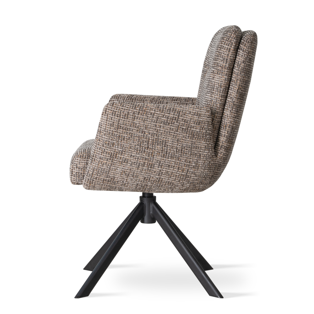 SESTRI Upholstered 360° Swivel Dining & Office Armchair with Auto-Return Base (61 × 64 × 91 cm)