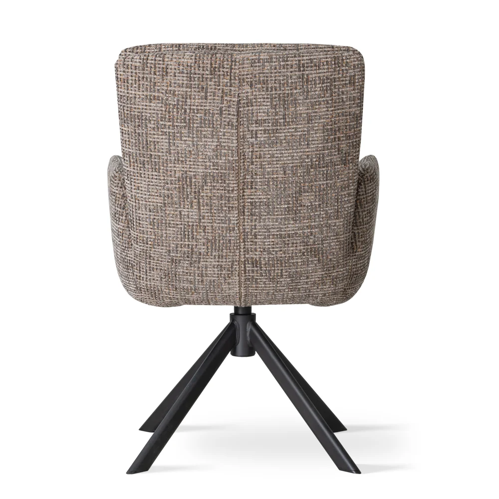 SESTRI Upholstered 360° Swivel Dining & Office Armchair with Auto-Return Base (61 × 64 × 91 cm)