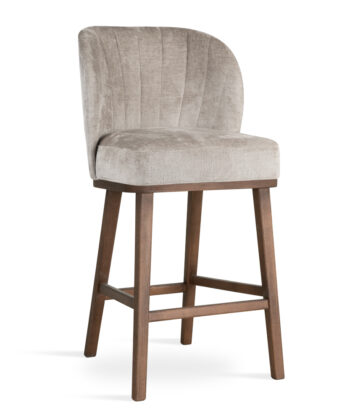 SHELLY SUPREME WOOD M Upholstered Counter & Bar Stool in Premium Fabric with Solid Timber Frame (56 × 61 × 98 cm)