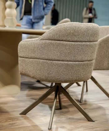 CARRARA Upholstered 360&deg; Swivel Dining & Office Armchair with Auto-Return Base (64 &times; 66 &times; 83 cm)