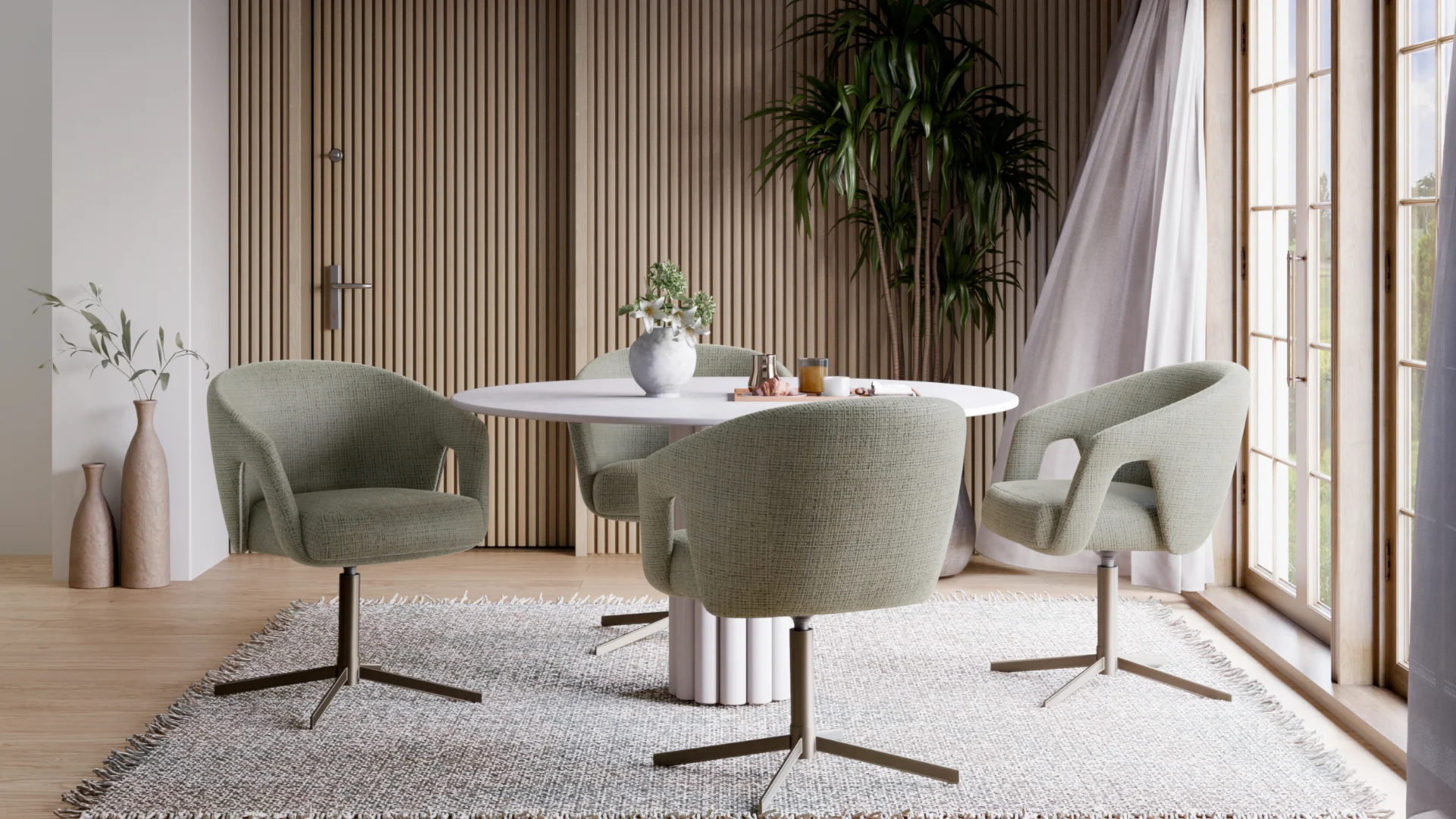 MALCESINE Bespoke 360° Swivel Dining & Office Armchair (60 × 65 × 80 cm)