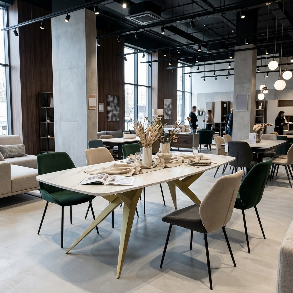 TRENTINO Extending Oval Dining Table in Premium Laminate with Spider Metal Base (160-236 × 90 × 76 cm)