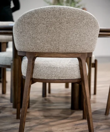 AMALFI Cream Textured Wave Dining Chair with Solid Walnut Frame (61 × 61 × 87 cm)