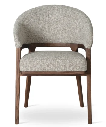 AMALFI Cream Textured Wave Dining Chair with Solid Walnut Frame (61 × 61 × 87 cm)