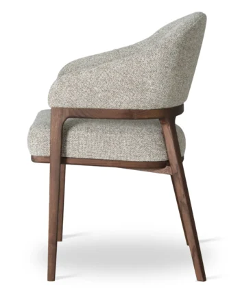 AMALFI Cream Textured Wave Dining Chair with Solid Walnut Frame (61 × 61 × 87 cm)