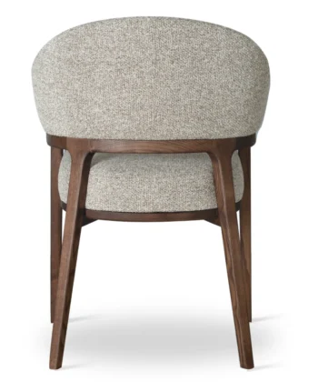 AMALFI Cream Textured Wave Dining Chair with Solid Walnut Frame (61 × 61 × 87 cm)