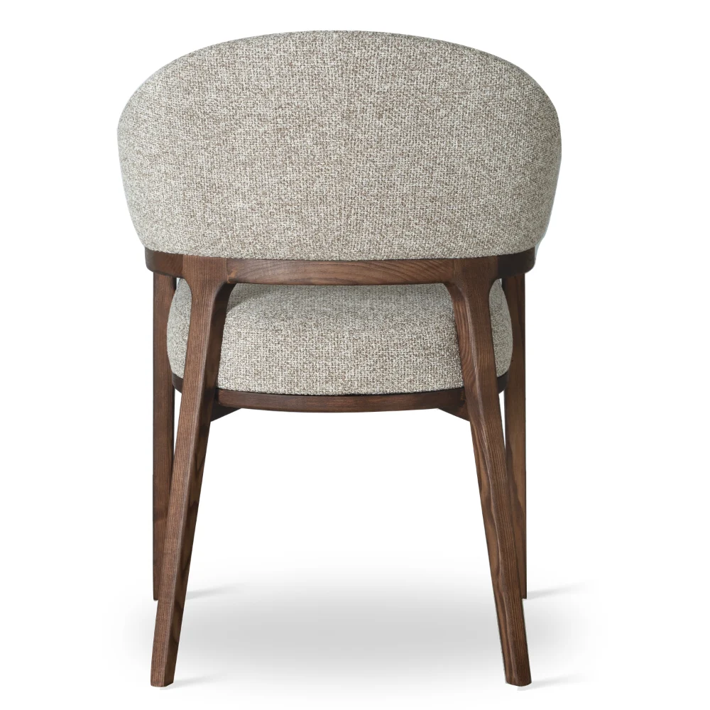AMALFI Cream Textured Wave Dining Chair with Solid Walnut Frame (61 × 61 × 87 cm)