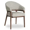 AMALFI Cream Textured Wave Dining Chair with Solid Walnut Frame (61 × 61 × 87 cm)