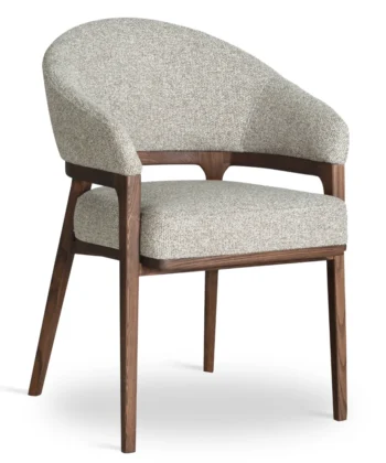 AMALFI Cream Textured Wave Dining Chair with Solid Walnut Frame (61 × 61 × 87 cm)