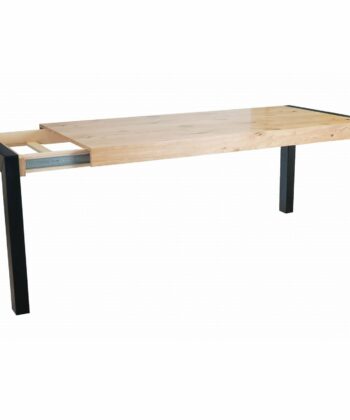 AMALFI Extending Natural Oak Veneer Dining Table with Matte Black Solid Beech Frame (120-180 × 80-90 × 75 cm)
