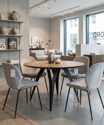 AMAYA Lancelot Oak Laminate Round Dining Table (100-200 × 100 × 76 cm)