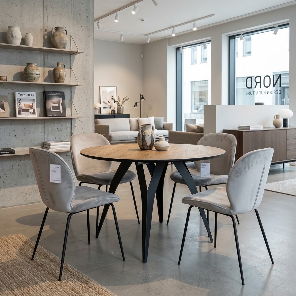 AMAYA Lancelot Oak Laminate Round Dining Table (100-200 × 100 × 76 cm)