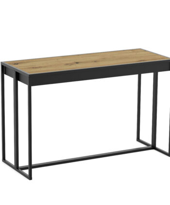 ASTORIA Extending Console Table in Natural Oak Laminate with Matte Black Steel Frame (100-300 × 50 × 78 cm)