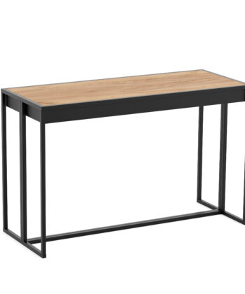 ASTORIA Extending Console Table in Natural Oak Laminate with Matte Black Steel Frame (100-300 × 50 × 78 cm)