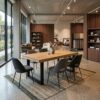 ASTORIA Extending Dining Table in Natural Oak Veneer with Matte Black Industrial Steel Base (120-250 × 80-100 × 75 cm)