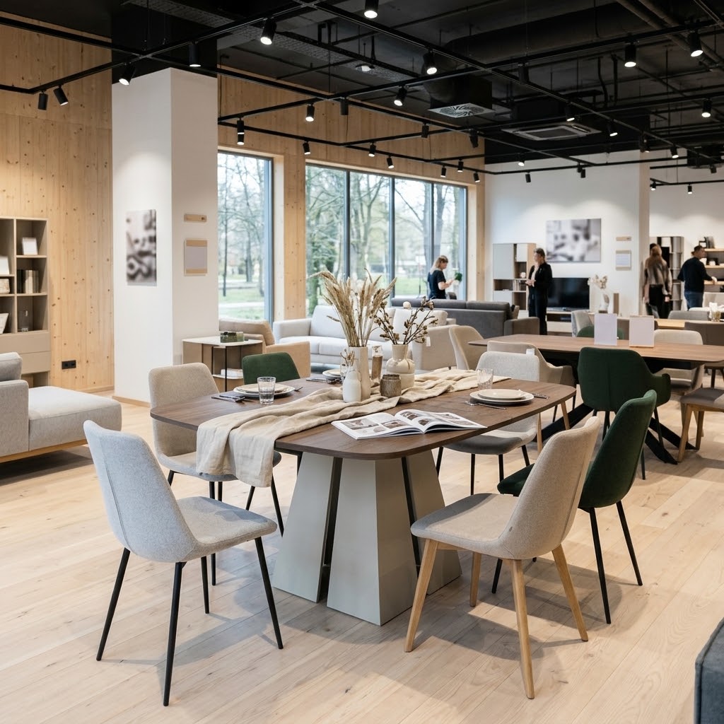 TRENTINO Extending Oval Dining Table in Artisan Oak with Matte Black Geometric Base (100-176 × 100 × 76 cm)