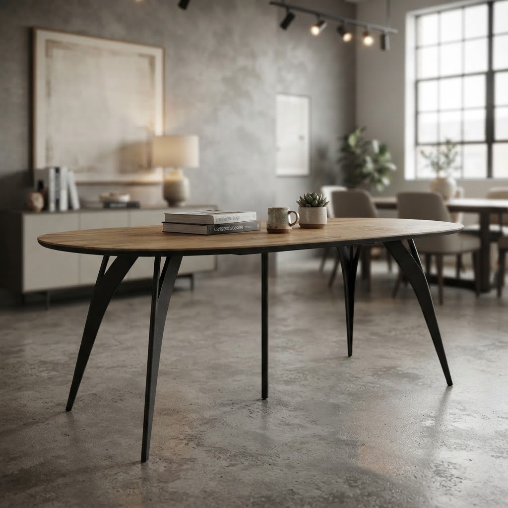 AMAYA Lancelot Oak Laminate Round Dining Table (100-200 × 100 × 76 cm)