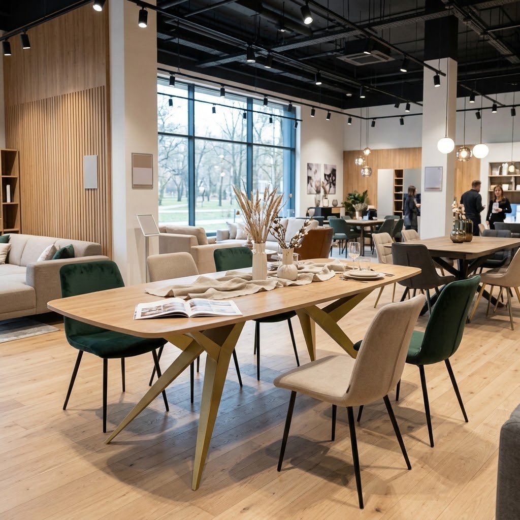 TRENTINO Extending Oval Dining Table in Premium Laminate with Spider Metal Base (160-236 × 90 × 76 cm)