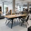 TRENTINO Industrial Oak Extending Dining Table with Matte Black Steel Base (180-480 × 100 × 76 cm)