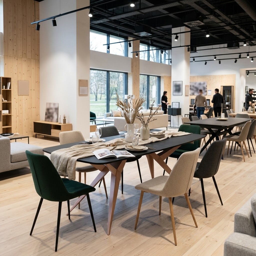 TRENTINO Extending Oval Dining Table in Premium Laminate with Spider Metal Base (160-236 × 90 × 76 cm)