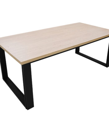 ASTORIA Oak Laminate Extendable Dining Table with Matte Black Industrial Steel Frame (140-340 × 80-100 × 76 cm)