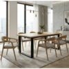 ASTORIA Oak Laminate Extendable Dining Table with Matte Black Industrial Steel Frame (140-340 × 80-100 × 76 cm)