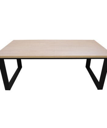 ASTORIA Oak Laminate Extendable Dining Table with Matte Black Industrial Steel Frame (140-340 × 80-100 × 76 cm)
