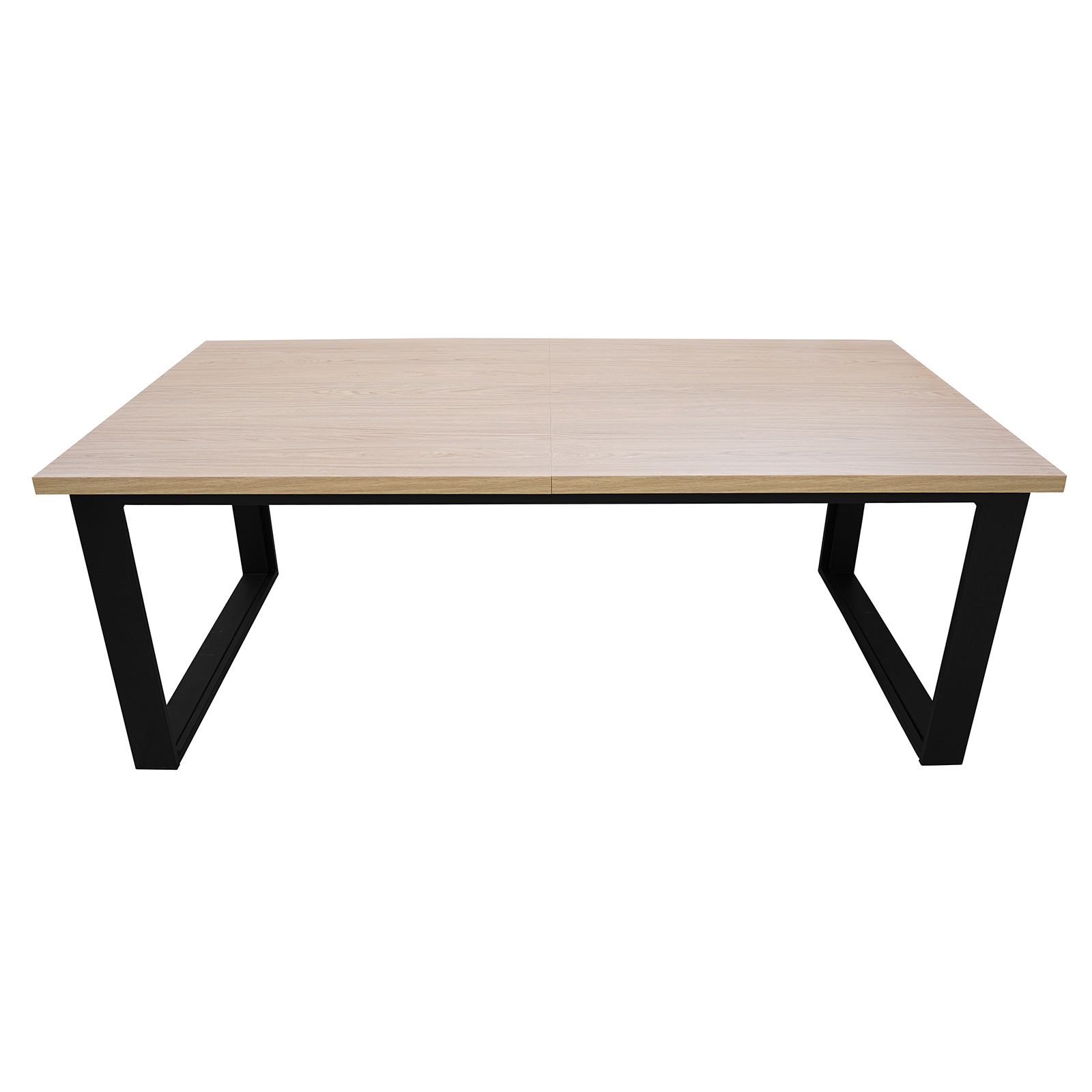 ASTORIA Oak Laminate Extendable Dining Table with Matte Black Industrial Steel Frame (140-340 × 80-100 × 76 cm)